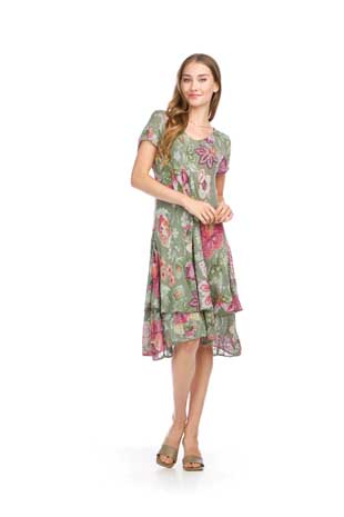 PD-16729 - FLORAL BIAS CUT CRINKLE DRESS - Colors: AS SHOWN - Available Sizes:XS-XXL - Catalog Page:27 